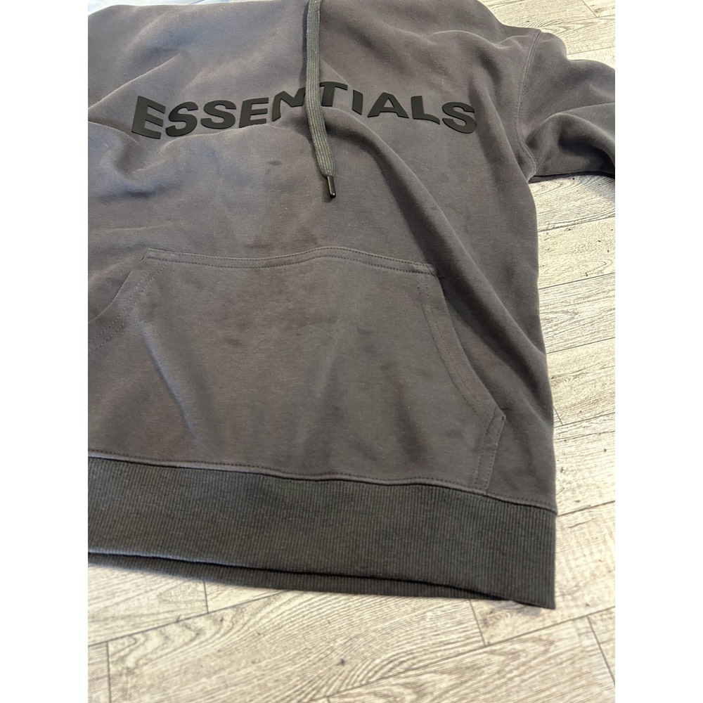 Fear of God Essentials Dark Gray Hoodie Pullover Cotton Logo Long Sleeve SMALL - Picture 6 of 11